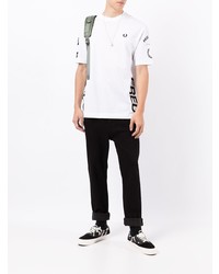 Мужская белая футболка с круглым вырезом с принтом от Fred Perry