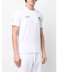 Мужская белая футболка с круглым вырезом с принтом от Ea7 Emporio Armani