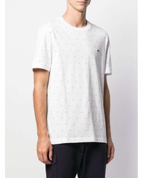 Мужская белая футболка с круглым вырезом с принтом от Lacoste