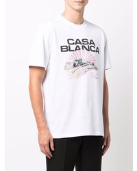 Мужская белая футболка с круглым вырезом с принтом от Casablanca
