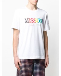 Мужская белая футболка с круглым вырезом с принтом от Missoni