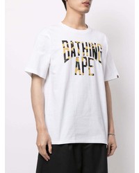 Мужская белая футболка с круглым вырезом с принтом от A Bathing Ape