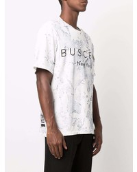 Мужская белая футболка с круглым вырезом с принтом от Buscemi