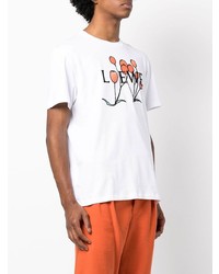 Мужская белая футболка с круглым вырезом с принтом от Loewe