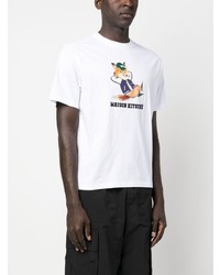 Мужская белая футболка с круглым вырезом с принтом от MAISON KITSUNÉ