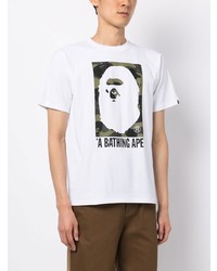 Мужская белая футболка с круглым вырезом с принтом от A Bathing Ape