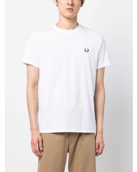 Мужская белая футболка с круглым вырезом с принтом от Fred Perry