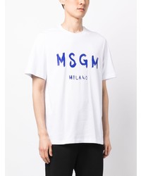 Мужская белая футболка с круглым вырезом с принтом от MSGM