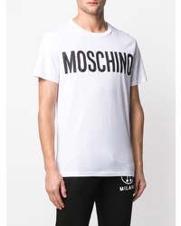 Мужская белая футболка с круглым вырезом с принтом от Moschino