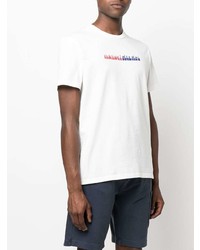 Мужская белая футболка с круглым вырезом с принтом от Manuel Ritz