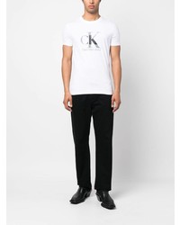 Мужская белая футболка с круглым вырезом с принтом от Calvin Klein