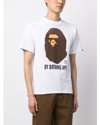 Мужская белая футболка с круглым вырезом с принтом от BAPE BLACK *A BATHING APE®