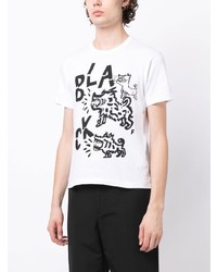 Мужская белая футболка с круглым вырезом с принтом от Black Comme Des Garçons