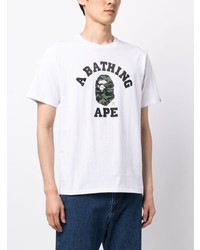 Мужская белая футболка с круглым вырезом с принтом от A Bathing Ape