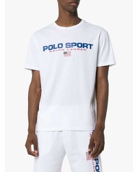 Мужская белая футболка с круглым вырезом с принтом от Polo Ralph Lauren