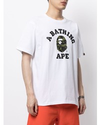 Мужская белая футболка с круглым вырезом с принтом от A Bathing Ape