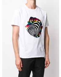 Мужская белая футболка с круглым вырезом с принтом от Just Cavalli