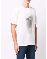 Мужская белая футболка с круглым вырезом с принтом от Zilli