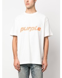 Мужская белая футболка с круглым вырезом с принтом от purple brand