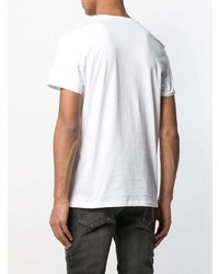 Мужская белая футболка с круглым вырезом с принтом от Balmain