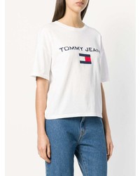 Женская белая футболка с круглым вырезом с принтом от Tommy Jeans
