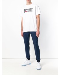 Мужская белая футболка с круглым вырезом с принтом от Tommy Jeans