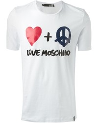 Мужская белая футболка с круглым вырезом с принтом от Love Moschino