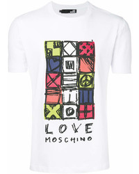 Мужская белая футболка с круглым вырезом с принтом от Love Moschino