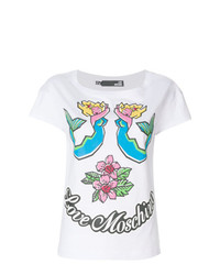 Женская белая футболка с круглым вырезом с принтом от Love Moschino