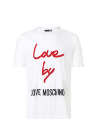 Мужская белая футболка с круглым вырезом с принтом от Love Moschino