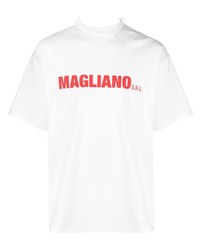 Мужская белая футболка с круглым вырезом с принтом от Magliano