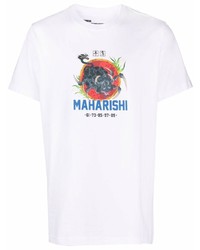 Мужская белая футболка с круглым вырезом с принтом от Maharishi