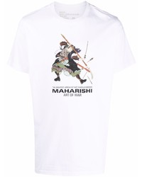 Мужская белая футболка с круглым вырезом с принтом от Maharishi