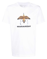 Мужская белая футболка с круглым вырезом с принтом от Maharishi