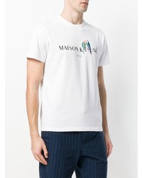 Мужская белая футболка с круглым вырезом с принтом от MAISON KITSUNÉ