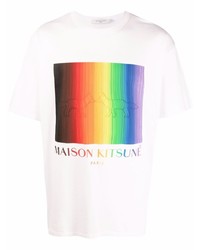 Мужская белая футболка с круглым вырезом с принтом от MAISON KITSUNÉ