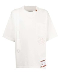 Мужская белая футболка с круглым вырезом с принтом от Maison Mihara Yasuhiro