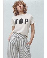 Женская белая футболка с круглым вырезом с принтом от Mango