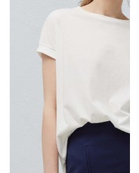 Женская белая футболка с круглым вырезом с принтом от Mango