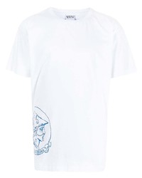 Мужская белая футболка с круглым вырезом с принтом от Marcelo Burlon County of Milan