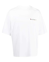 Мужская белая футболка с круглым вырезом с принтом от Marni