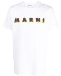 Мужская белая футболка с круглым вырезом с принтом от Marni