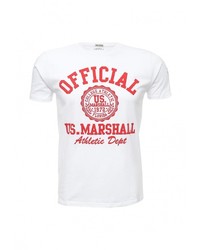 Мужская белая футболка с круглым вырезом с принтом от Marshall Original
