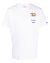 Мужская белая футболка с круглым вырезом с принтом от MC2 Saint Barth