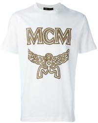 Женская белая футболка с круглым вырезом с принтом от MCM