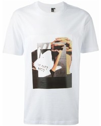 Мужская белая футболка с круглым вырезом с принтом от McQ by Alexander McQueen