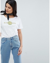 Женская белая футболка с круглым вырезом с принтом от MiH Jeans