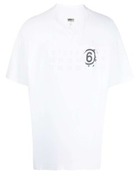 Мужская белая футболка с круглым вырезом с принтом от MM6 MAISON MARGIELA