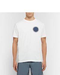 Мужская белая футболка с круглым вырезом с принтом