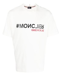 Мужская белая футболка с круглым вырезом с принтом от MONCLER GRENOBLE
